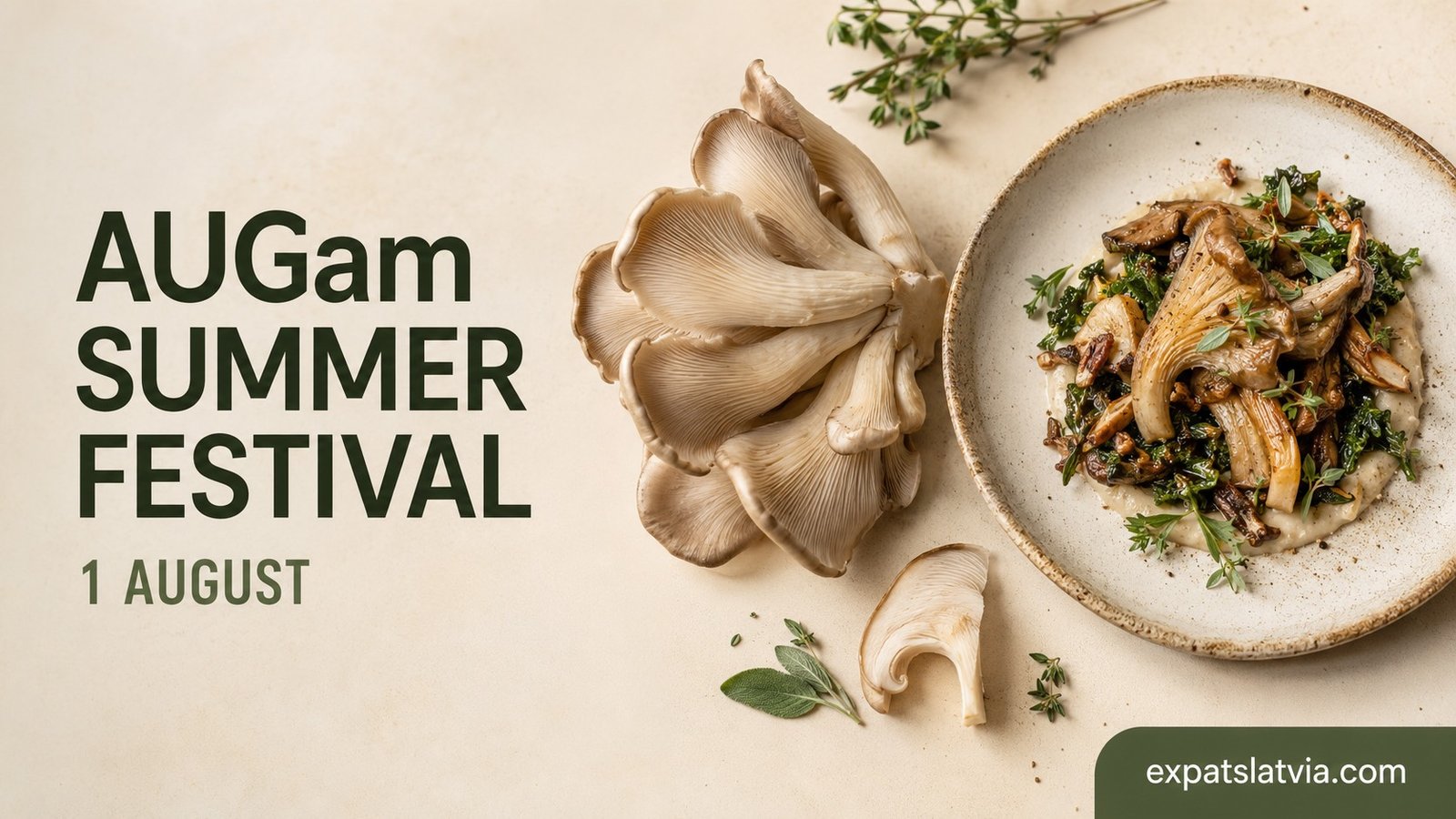 AUGam Summer Festival featuring plant-based food and mushrooms in Riga.