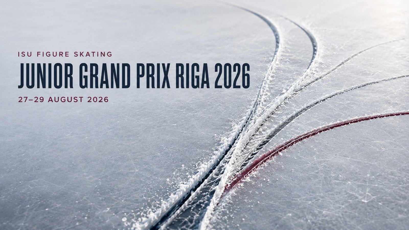 Figure skate blade cutting across ice for the Junior