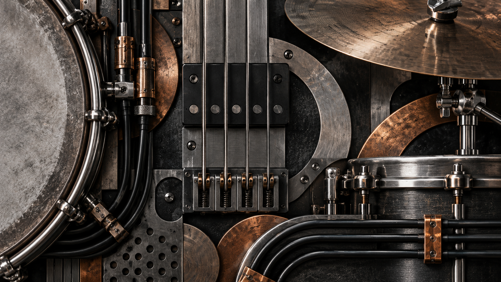 Mechanical acoustic-instrument rhythm inspired by Elektro Guzzi's live techno performance