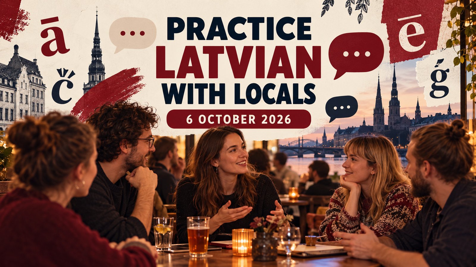 Practice Latvian with Locals meetup at FOB Bar on 6 October 2026
