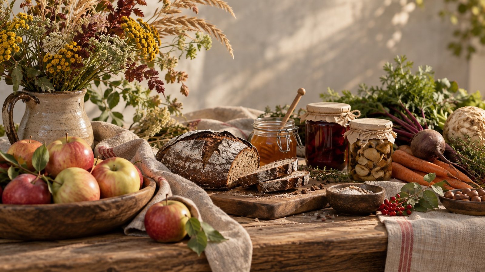 Latvian autumn produce and artisan foods arranged for Regional Harvest Festival 2026