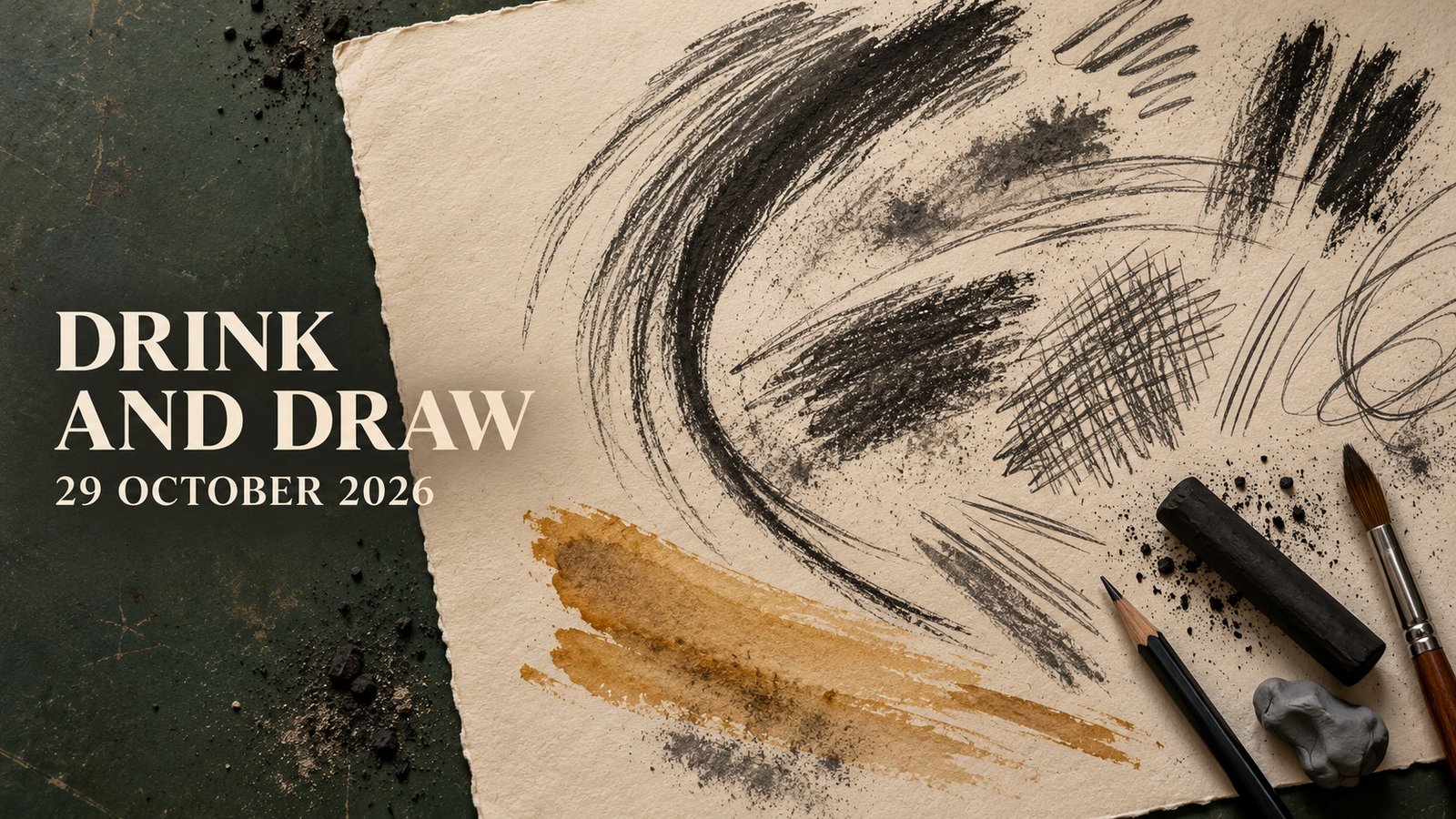 DRINK AND DRAW Latvia figure sketching session at Kaņepes Kultūras centrs in Riga.